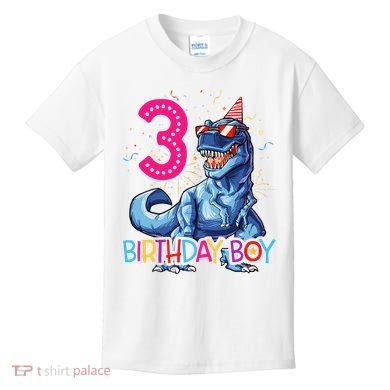 Dinosaur T Rex 3 Year Old 3rd Birthday Kids T-Shirt