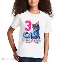 Dinosaur T Rex 3 Year Old 3rd Birthday Kids T-Shirt thumb 2