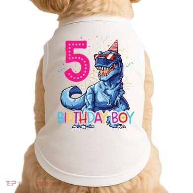 Dinosaur T Rex 5 Year Old 5th Birthday Doggie Tank