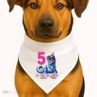 Dinosaur T Rex 5 Year Old 5th Birthday USA-Made Doggie Bandana thumb 1