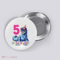 Dinosaur T Rex 5 Year Old 5th Birthday Button thumb 0