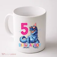 Dinosaur T Rex 5 Year Old 5th Birthday Coffee Mug thumb 0