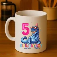 Dinosaur T Rex 5 Year Old 5th Birthday Coffee Mug thumb 4