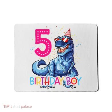 Dinosaur T Rex 5 Year Old 5th Birthday Mousepad