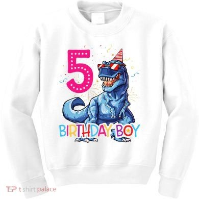 Dinosaur T Rex 5 Year Old 5th Birthday Kids Sweatshirt