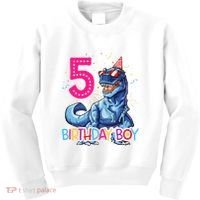 Dinosaur T Rex 5 Year Old 5th Birthday Kids Sweatshirt thumb 0