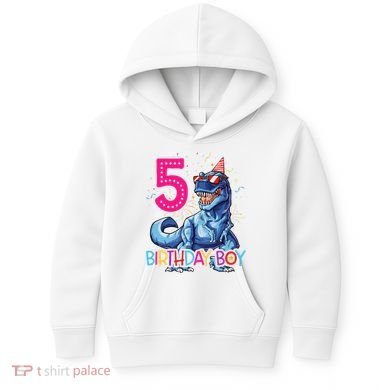Dinosaur T Rex 5 Year Old 5th Birthday Kids Hoodie
