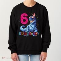 Dinosaur T Rex 6 Year Old 6th Birthday Women's Sweatshirt thumb 0