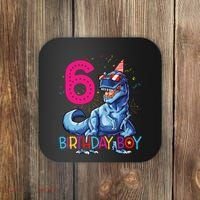 Dinosaur T Rex 6 Year Old 6th Birthday Coaster thumb 0