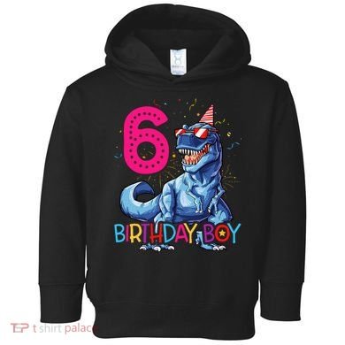Dinosaur T Rex 6 Year Old 6th Birthday Toddler Hoodie