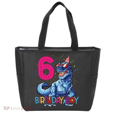 Dinosaur T Rex 6 Year Old 6th Birthday Tote Bag