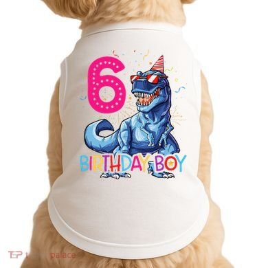Dinosaur T Rex 6 Year Old 6th Birthday Doggie Tank