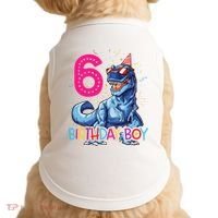 Dinosaur T Rex 6 Year Old 6th Birthday Doggie Tank thumb 0