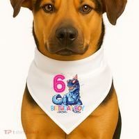 Dinosaur T Rex 6 Year Old 6th Birthday USA-Made Doggie Bandana thumb 1