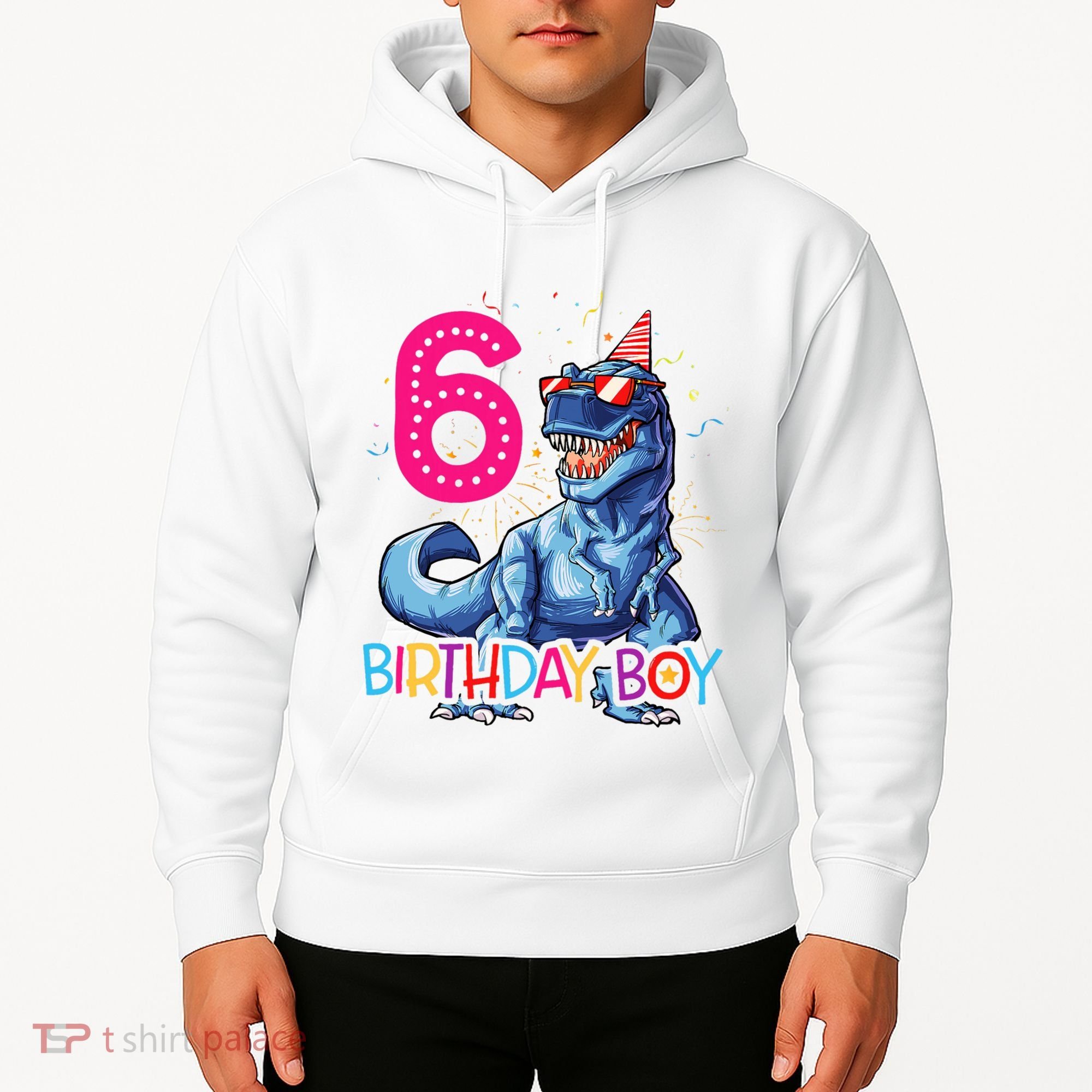 Dinosaur T Rex 6 Year Old 6th Birthday Hoodie