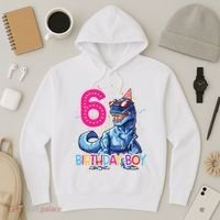 Dinosaur T Rex 6 Year Old 6th Birthday Hoodie thumb 3