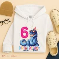 Dinosaur T Rex 6 Year Old 6th Birthday Hoodie thumb 4