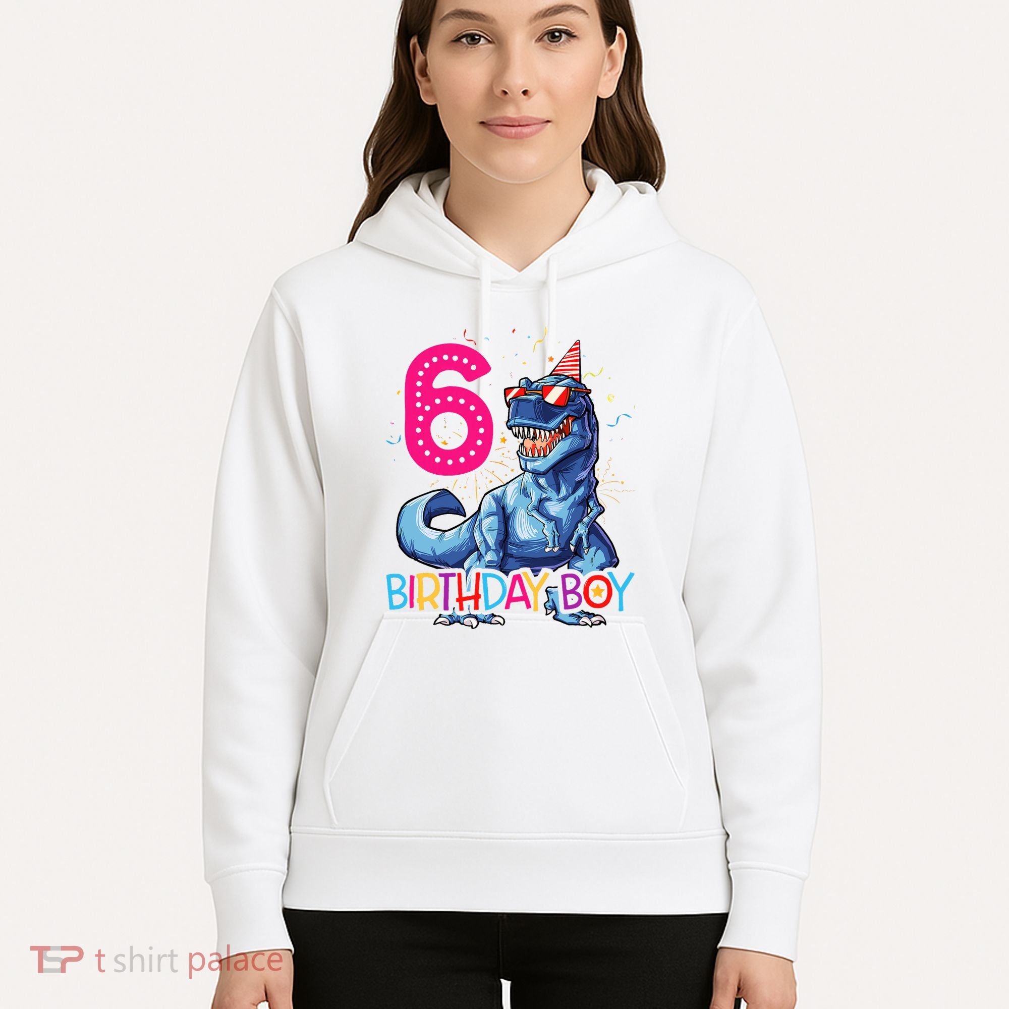 Dinosaur T Rex 6 Year Old 6th Birthday Hoodie