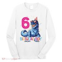 Dinosaur T Rex 6 Year Old 6th Birthday Long Sleeve Shirt thumb 0