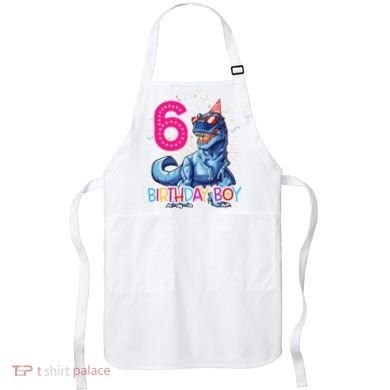 Dinosaur T Rex 6 Year Old 6th Birthday Apron