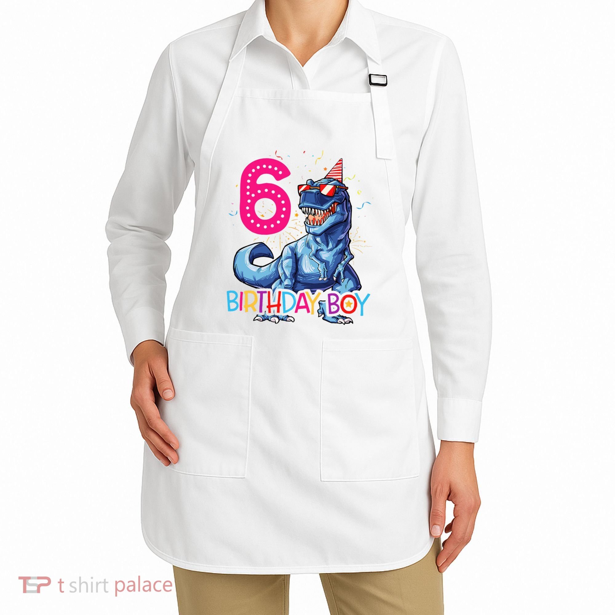 Dinosaur T Rex 6 Year Old 6th Birthday Apron