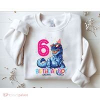 Dinosaur T Rex 6 Year Old 6th Birthday Sweatshirt thumb 2