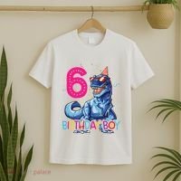 Dinosaur T Rex 6 Year Old 6th Birthday T-Shirt thumb 2