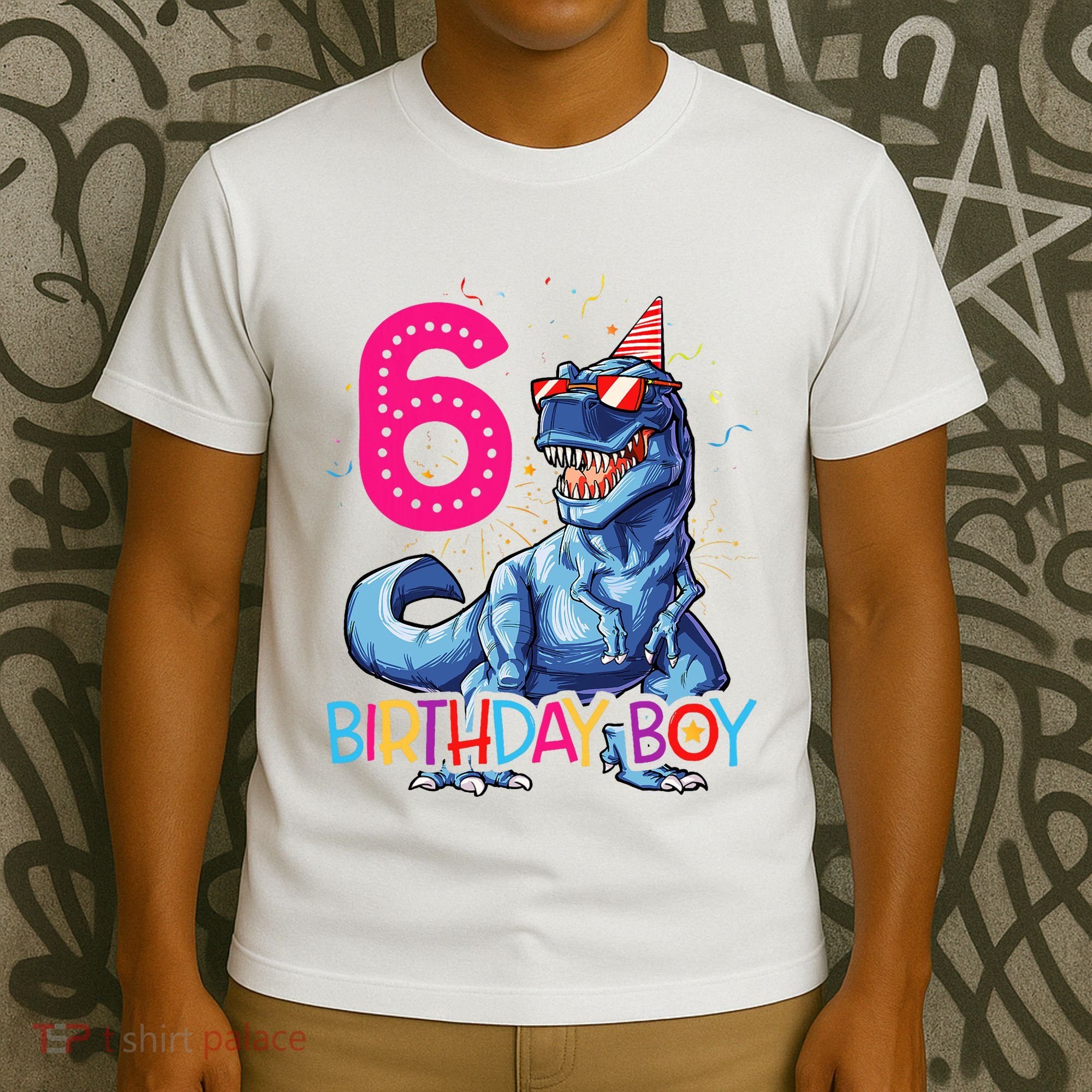 Dinosaur T Rex 6 Year Old 6th Birthday T-Shirt