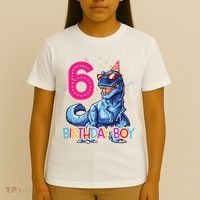 Dinosaur T Rex 6 Year Old 6th Birthday T-Shirt thumb 4