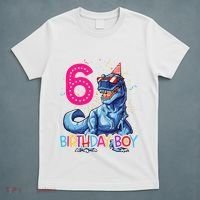 Dinosaur T Rex 6 Year Old 6th Birthday T-Shirt thumb 5