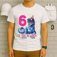 Dinosaur T Rex 6 Year Old 6th Birthday T-Shirt thumb 6