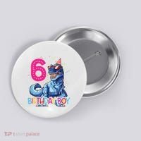 Dinosaur T Rex 6 Year Old 6th Birthday Button thumb 0