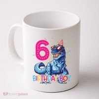 Dinosaur T Rex 6 Year Old 6th Birthday Coffee Mug thumb 0