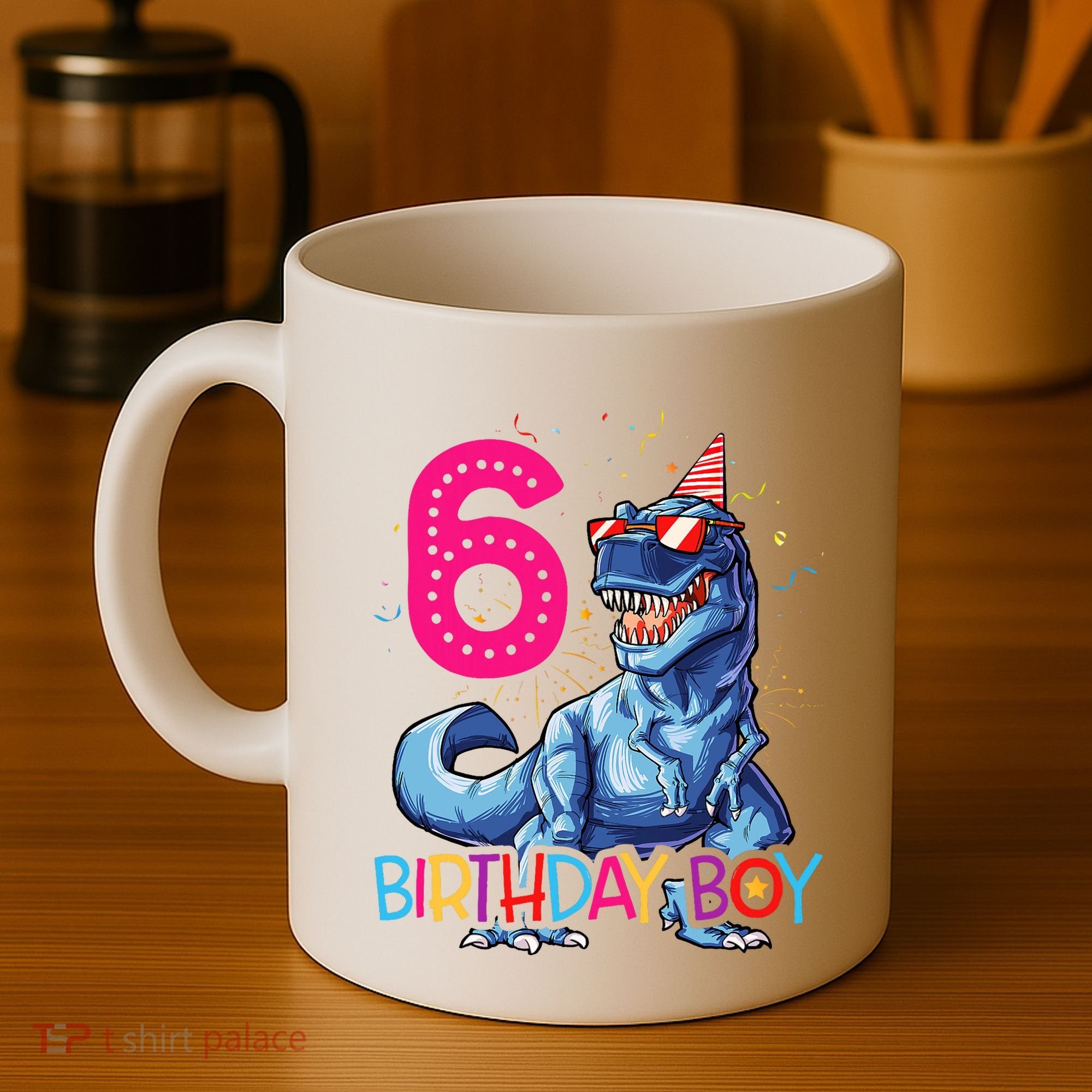 Dinosaur T Rex 6 Year Old 6th Birthday Coffee Mug