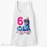 Dinosaur T Rex 6 Year Old 6th Birthday Women's Tank Top thumb 0