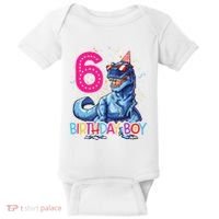 Dinosaur T Rex 6 Year Old 6th Birthday Baby Bodysuit thumb 0