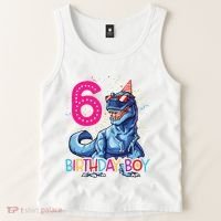 Dinosaur T Rex 6 Year Old 6th Birthday Tank Top thumb 2