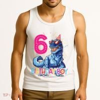Dinosaur T Rex 6 Year Old 6th Birthday Tank Top thumb 3