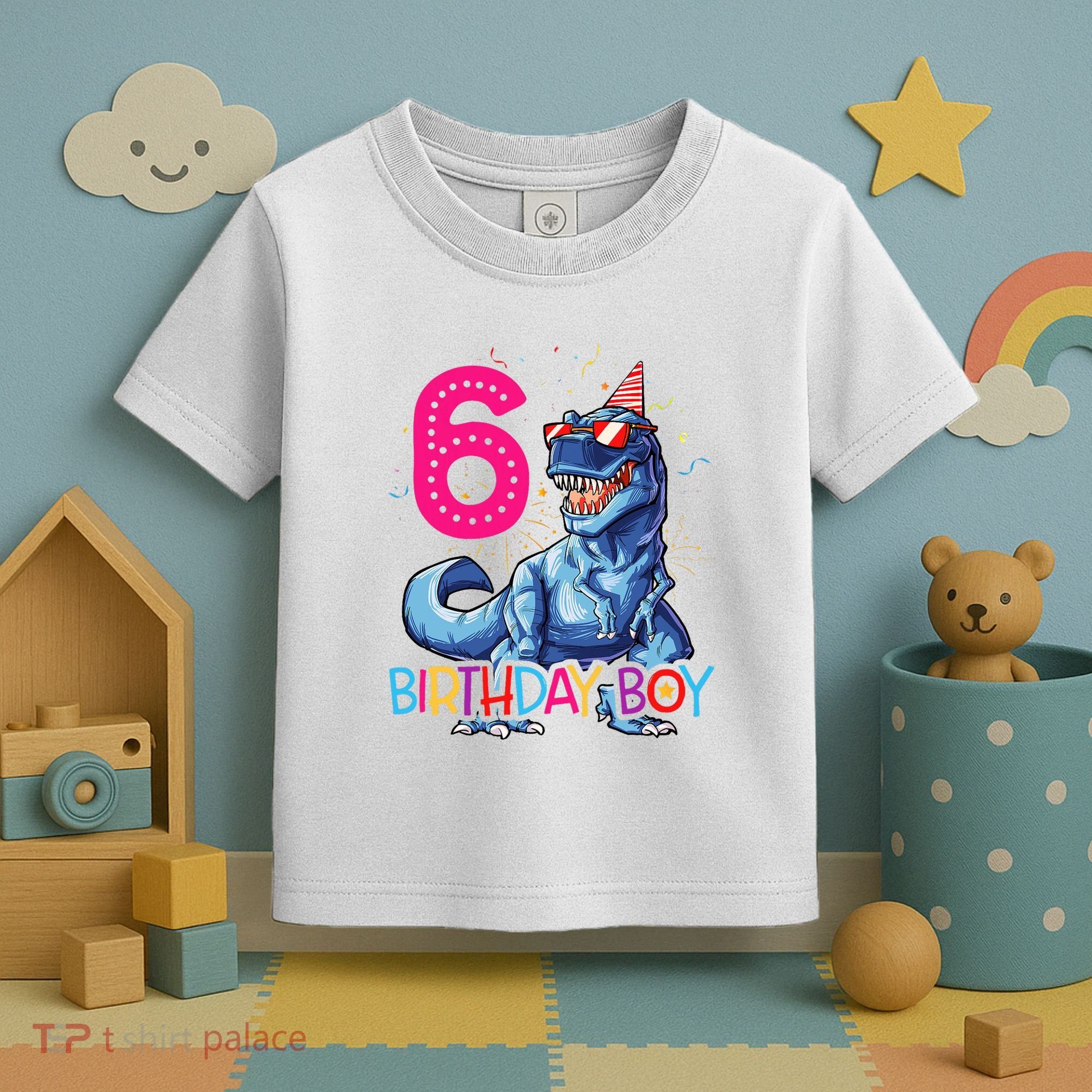 Dinosaur T Rex 6 Year Old 6th Birthday Toddler T-Shirt