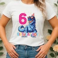 Dinosaur T Rex 6 Year Old 6th Birthday Women's T-Shirt thumb 2