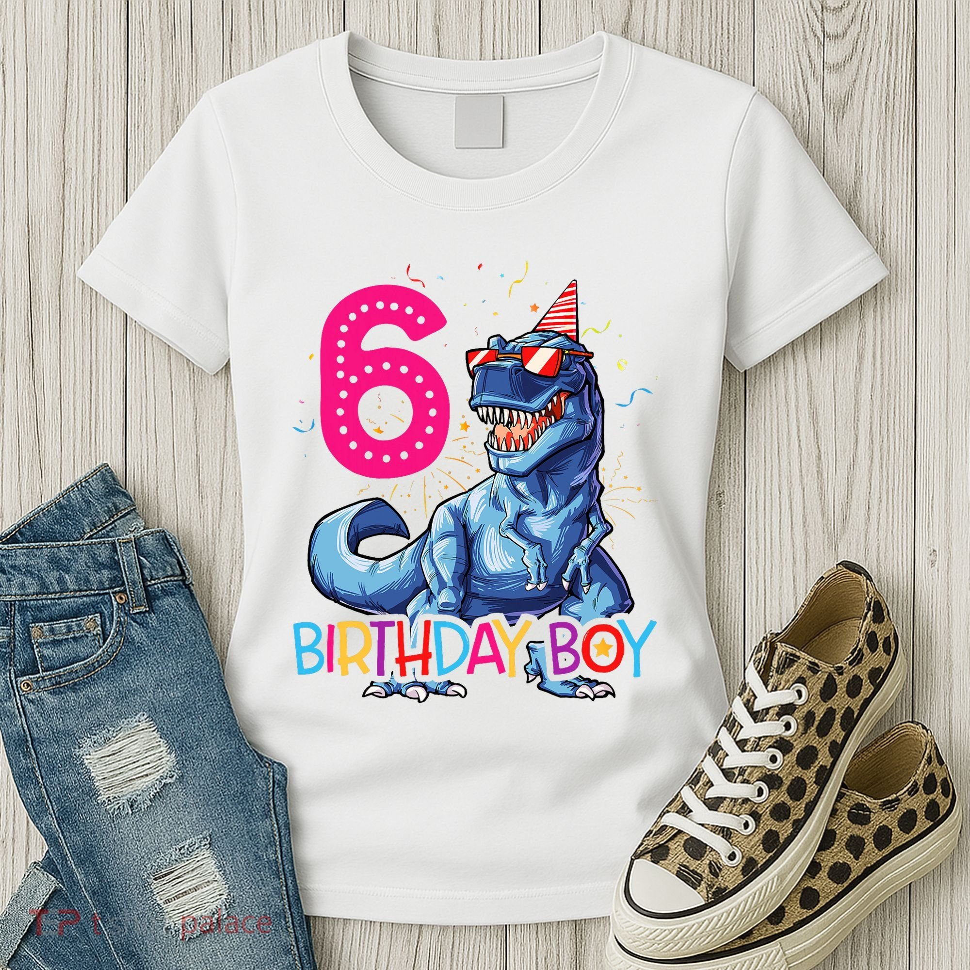 Dinosaur T Rex 6 Year Old 6th Birthday Women's T-Shirt