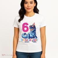 Dinosaur T Rex 6 Year Old 6th Birthday Women's T-Shirt thumb 4