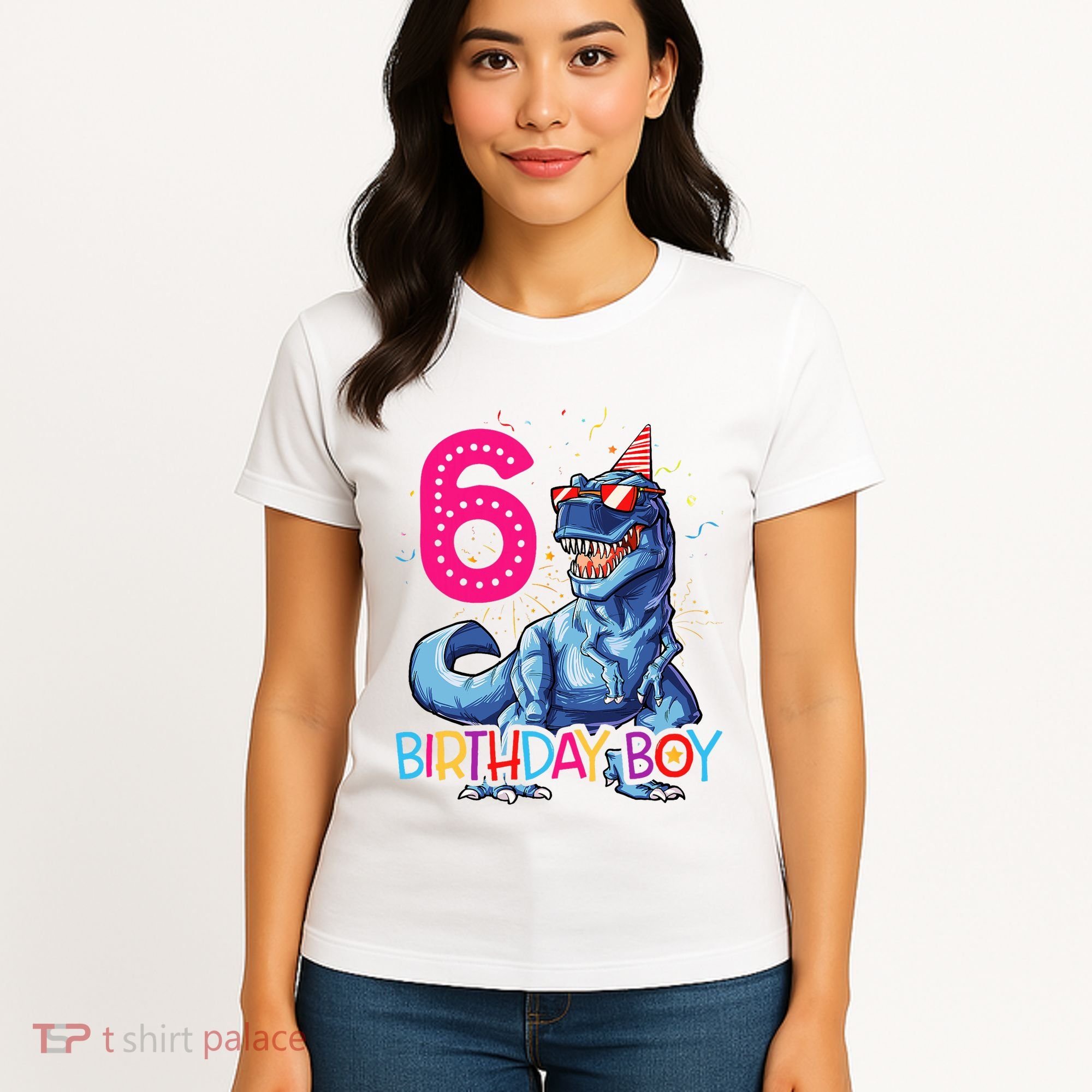 Dinosaur T Rex 6 Year Old 6th Birthday Women's T-Shirt