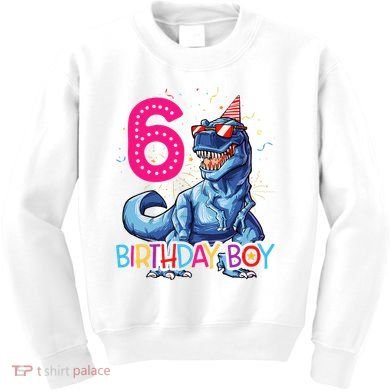 Dinosaur T Rex 6 Year Old 6th Birthday Kids Sweatshirt