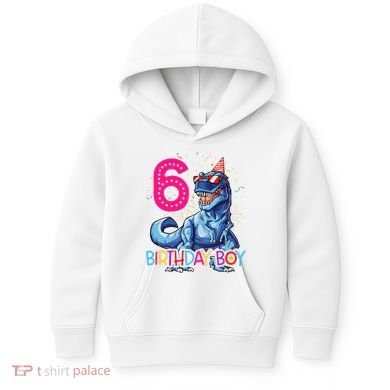 Dinosaur T Rex 6 Year Old 6th Birthday Kids Hoodie