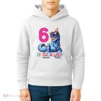Dinosaur T Rex 6 Year Old 6th Birthday Kids Hoodie thumb 4