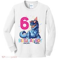 Dinosaur T Rex 6 Year Old 6th Birthday Kids Long Sleeve Shirt thumb 0