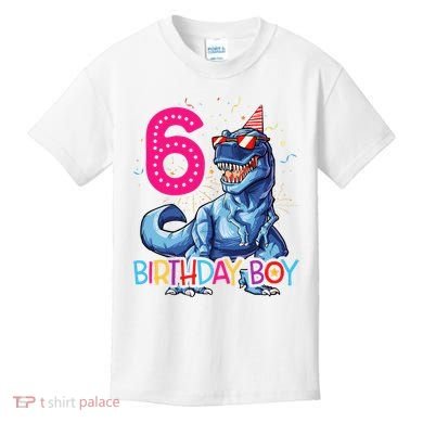 Dinosaur T Rex 6 Year Old 6th Birthday Kids T-Shirt