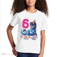 Dinosaur T Rex 6 Year Old 6th Birthday Kids T-Shirt thumb 2