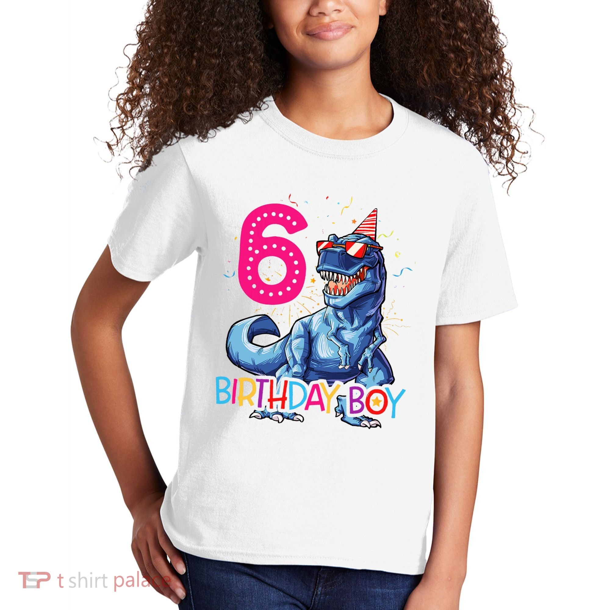 Dinosaur T Rex 6 Year Old 6th Birthday Kids T-Shirt